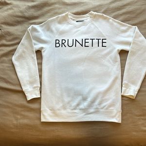 NWOT Brunette the Label Crew Neck White S/M Brunette Sweater